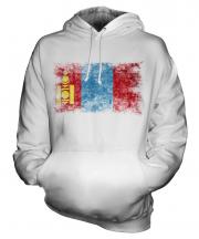 Mongolia Distressed Flag Unisex Adult Hoodie