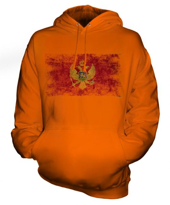 Montenegro Distressed Flag Unisex Adult Hoodie