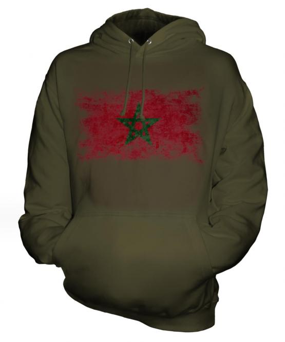 Morocco Distressed Flag Unisex Adult Hoodie