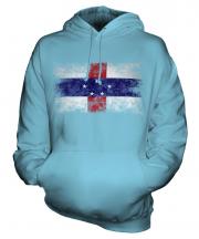 Netherlands Antilles Distressed Flag Unisex Adult Hoodie
