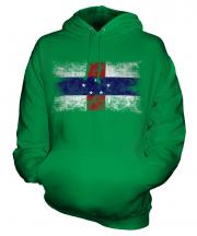 Netherlands Antilles Distressed Flag Unisex Adult Hoodie