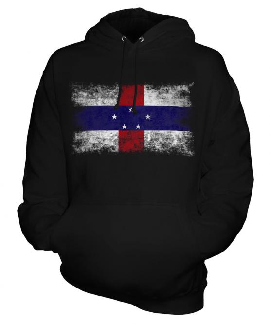 Netherlands Antilles Distressed Flag Unisex Adult Hoodie