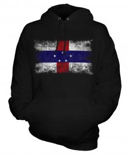 Netherlands Antilles Distressed Flag Unisex Adult Hoodie
