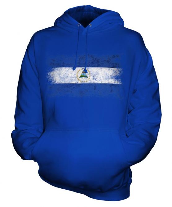 Nicaragua Distressed Flag Unisex Adult Hoodie