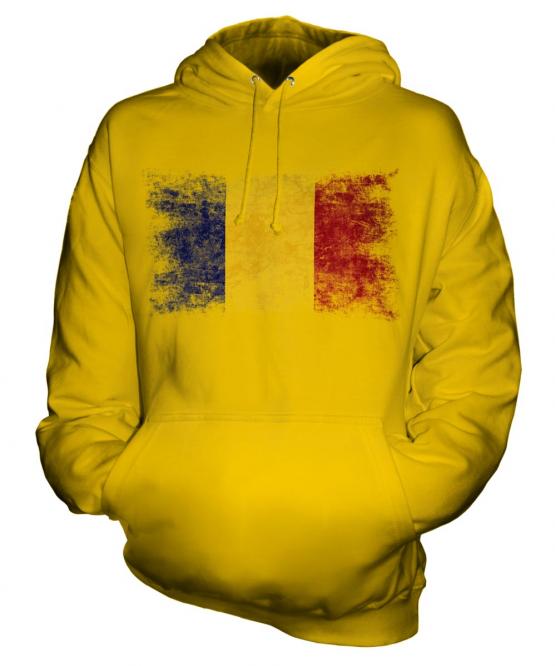 Romania Distressed Flag Unisex Adult Hoodie