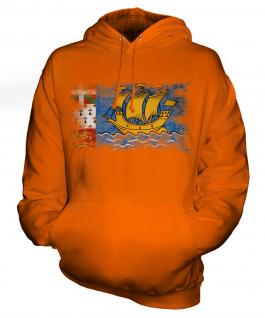 Saint Pierre And Miquelon Distressed Flag Unisex Adult Hoodie