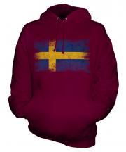 Sweden Distressed Flag Unisex Adult Hoodie