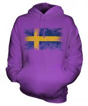 Sweden Distressed Flag Unisex Adult Hoodie