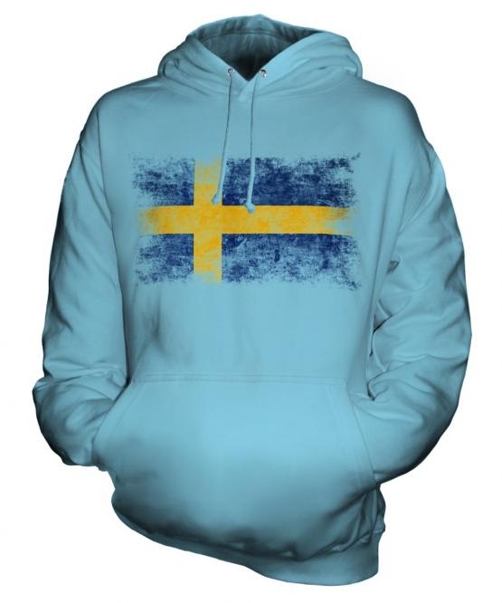 Sweden Distressed Flag Unisex Adult Hoodie