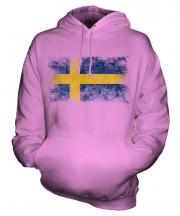Sweden Distressed Flag Unisex Adult Hoodie