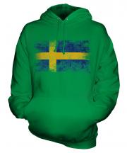 Sweden Distressed Flag Unisex Adult Hoodie