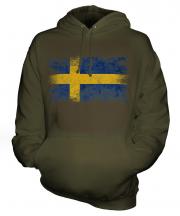Sweden Distressed Flag Unisex Adult Hoodie
