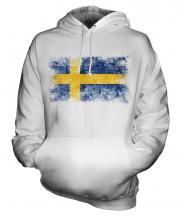 Sweden Distressed Flag Unisex Adult Hoodie