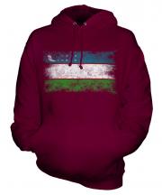 Uzbekistan Distressed Flag Unisex Adult Hoodie