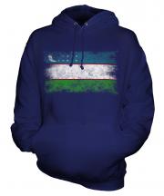 Uzbekistan Distressed Flag Unisex Adult Hoodie