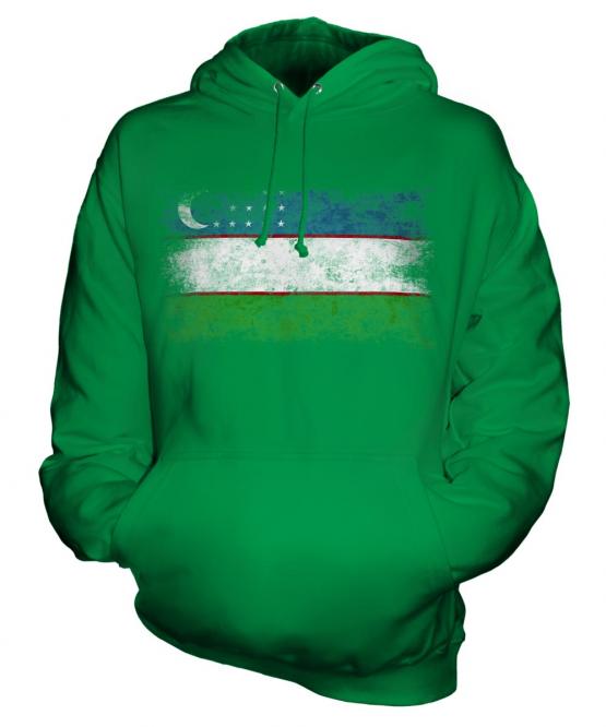 Uzbekistan Distressed Flag Unisex Adult Hoodie