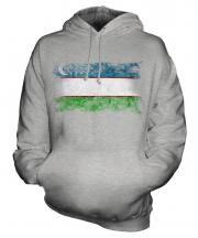 Uzbekistan Distressed Flag Unisex Adult Hoodie