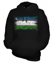 Uzbekistan Distressed Flag Unisex Adult Hoodie