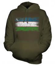 Uzbekistan Distressed Flag Unisex Adult Hoodie