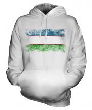 Uzbekistan Distressed Flag Unisex Adult Hoodie