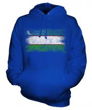 Uzbekistan Distressed Flag Unisex Adult Hoodie
