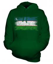 Uzbekistan Distressed Flag Unisex Adult Hoodie