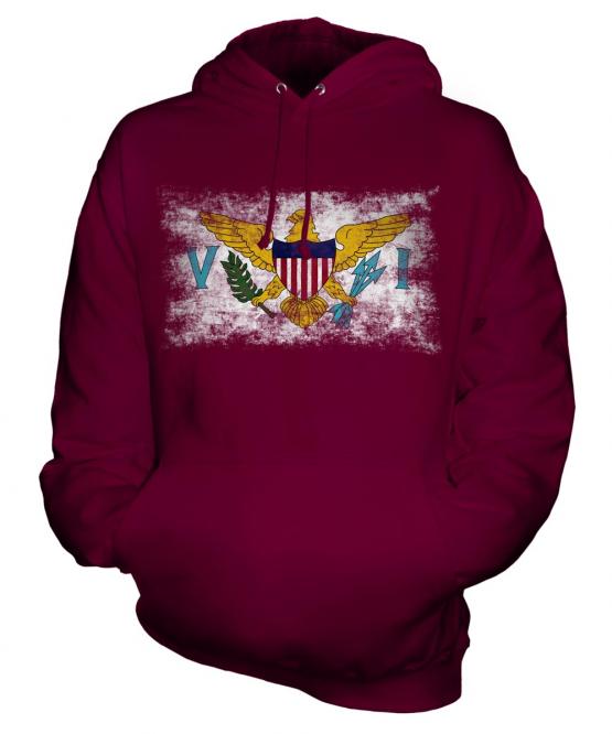 Us Virgin Islands Distressed Flag Unisex Adult Hoodie