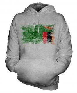 Zambia Distressed Flag Unisex Adult Hoodie