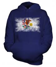 Illinois State Distressed Flag Unisex Adult Hoodie