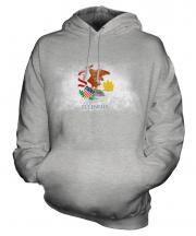 Illinois State Distressed Flag Unisex Adult Hoodie