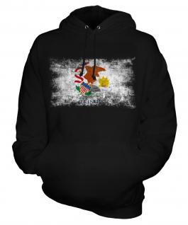 Illinois State Distressed Flag Unisex Adult Hoodie