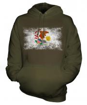 Illinois State Distressed Flag Unisex Adult Hoodie