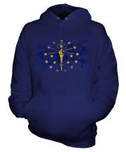 Indiana State Distressed Flag Unisex Adult Hoodie