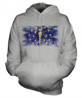 Indiana State Distressed Flag Unisex Adult Hoodie