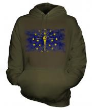 Indiana State Distressed Flag Unisex Adult Hoodie