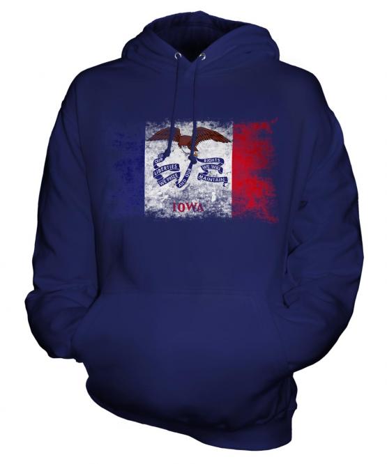 Iowa State Distressed Flag Unisex Adult Hoodie
