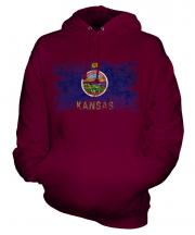 Kansas State Distressed Flag Unisex Adult Hoodie