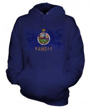 Kansas State Distressed Flag Unisex Adult Hoodie
