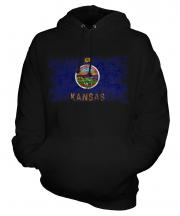 Kansas State Distressed Flag Unisex Adult Hoodie