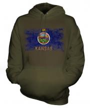 Kansas State Distressed Flag Unisex Adult Hoodie