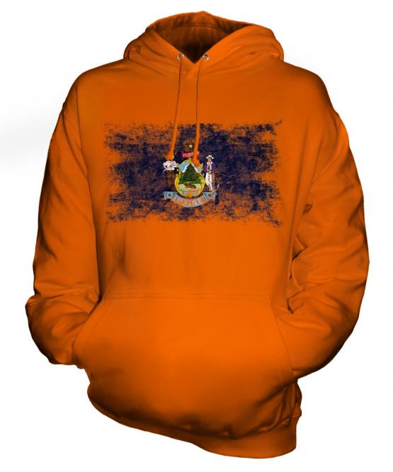 Maine State Distressed Flag Unisex Adult Hoodie