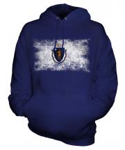 Massachusetts State Distressed Flag Unisex Adult Hoodie
