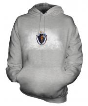 Massachusetts State Distressed Flag Unisex Adult Hoodie