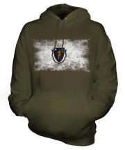 Massachusetts State Distressed Flag Unisex Adult Hoodie