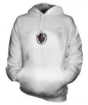 Massachusetts State Distressed Flag Unisex Adult Hoodie