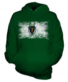 Massachusetts State Distressed Flag Unisex Adult Hoodie