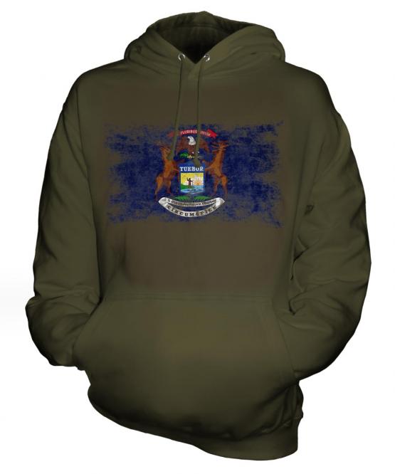 Michigan State Distressed Flag Unisex Adult Hoodie