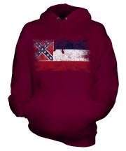 Mississippi State Distressed Flag Unisex Adult Hoodie
