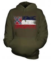Mississippi State Distressed Flag Unisex Adult Hoodie