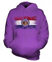 Missouri State Distressed Flag Unisex Adult Hoodie